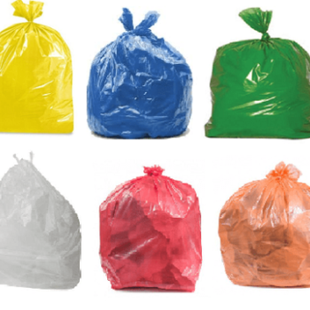200 Bags Red, Yellow, Blue, Green, White, Orange Colour Waste Bags, Refuse Sacks - 90L