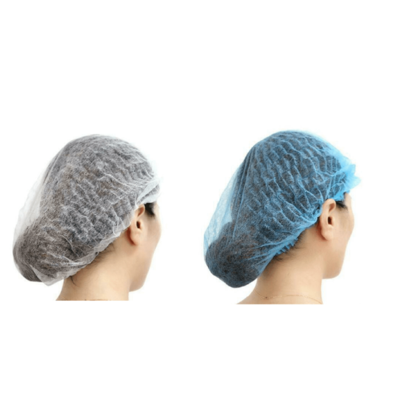 Blue white hair net mob cap
