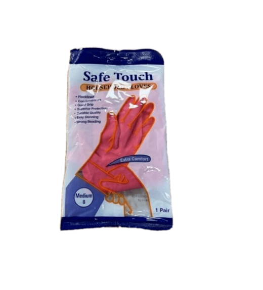 Safetouch Pink red rubber gloves