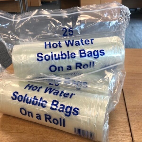 Roll of hot water soluble bags