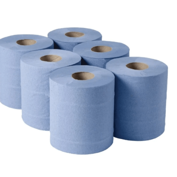 Blue Centrefeed Rolls Paper 500 Sheets 2ply - Packs 6 Rolls