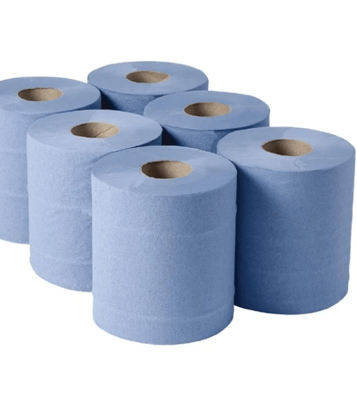Blue centrifeed rolls paper