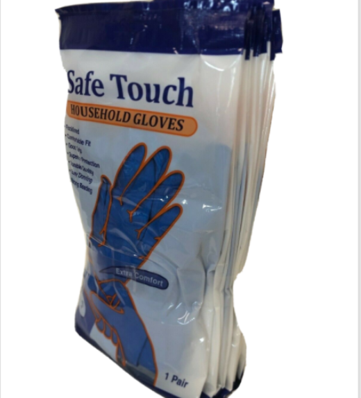 Blue household rubber gloves packs of 12